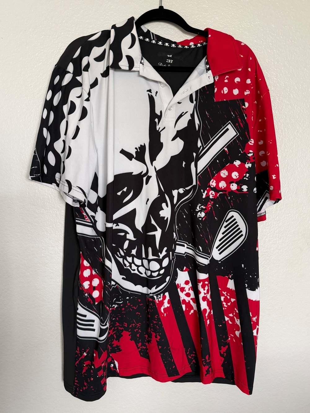 Men’s Tattoo Golf Graphic Skull Print Polo